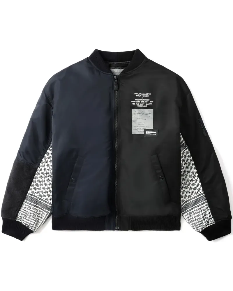 Yohji Yamamoto Bomberjacke mit Kontrastärmeln - Schwarz Schwarz