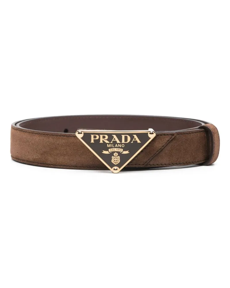 Prada Gürtel mit emailliertem Triangel-Logo - Braun Braun