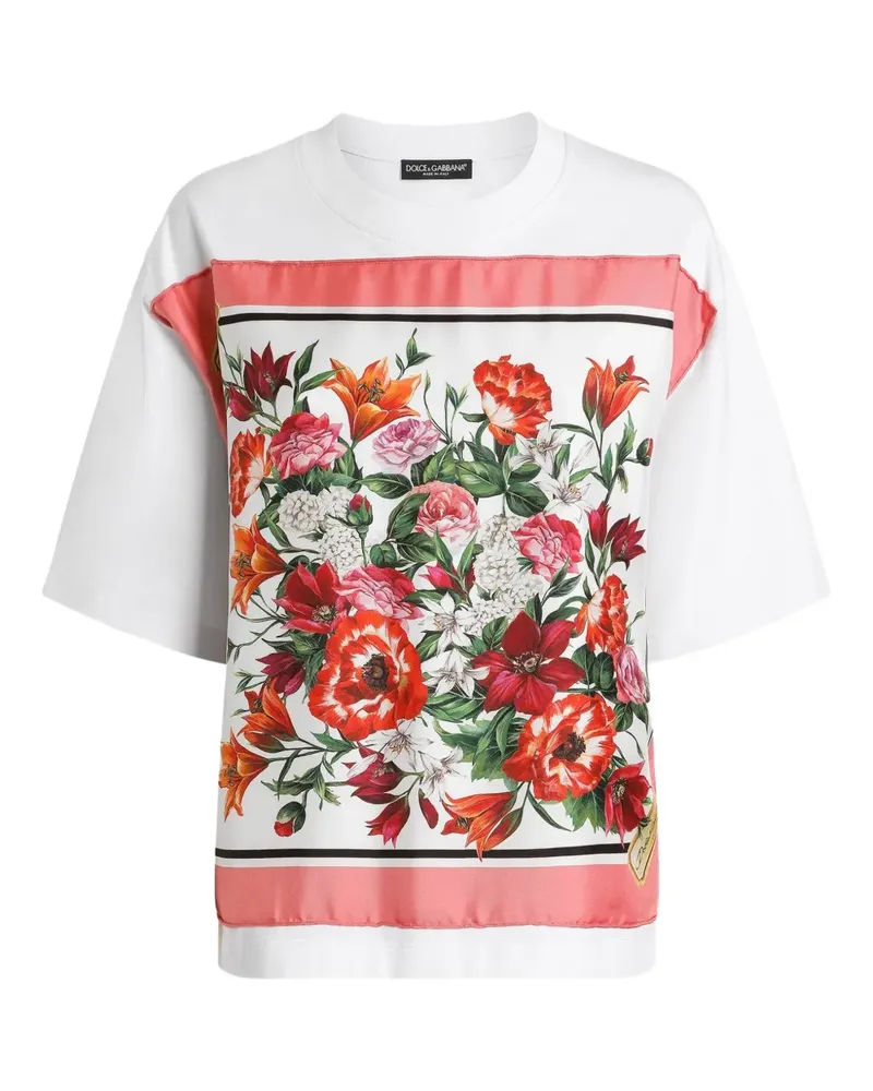 Dolce & Gabbana T-Shirt aus Baumwoll-Seidengemisch - Weiß Weiß