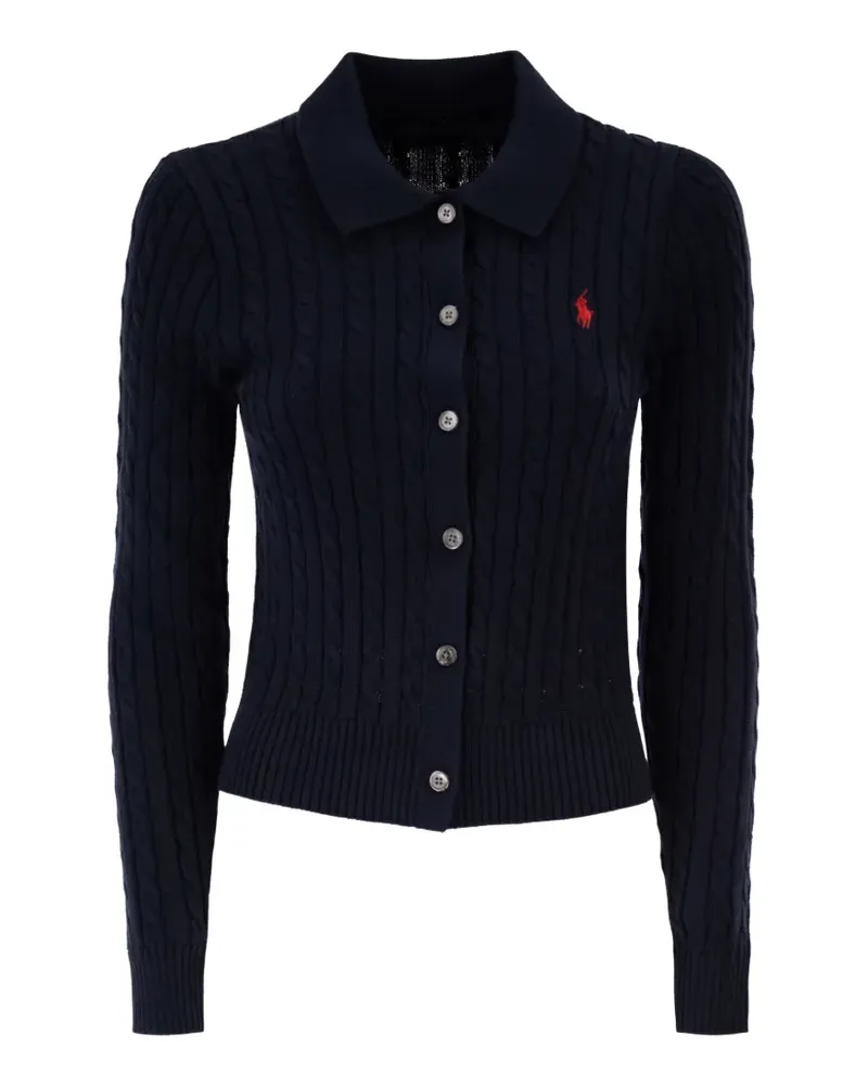 Ralph Lauren Bestickter Cardigan mit Zopfmuster - Blau Blau