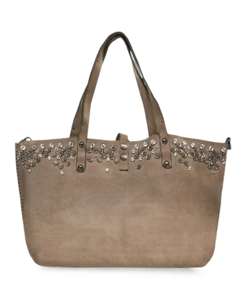 Campomaggi Bella crystal-embellished studded tote bag - Grau Grau