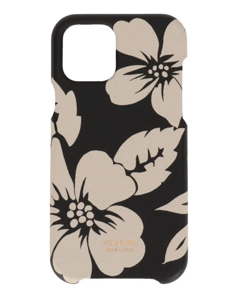 Tom Ford floral-print grained-texture phone case - Schwarz Schwarz