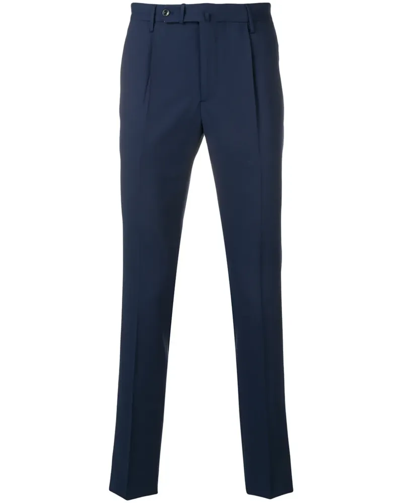 Incotex Schmale Hose mit Falten - Blau Blau