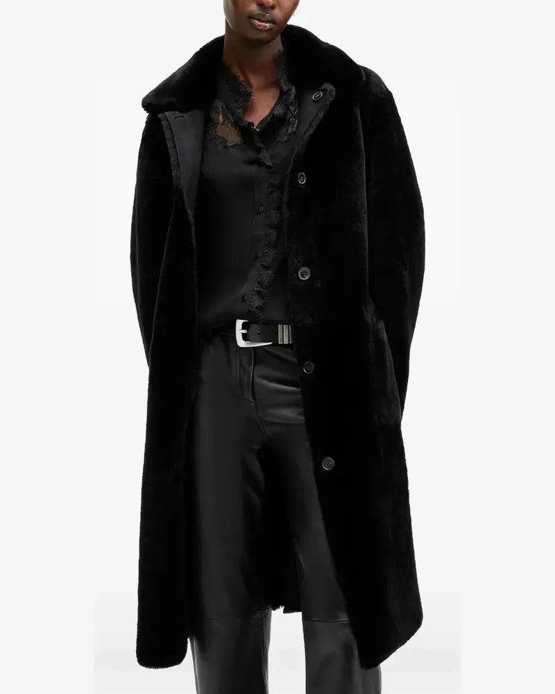 AllSaints Serra buttoned leather coat - Schwarz Schwarz