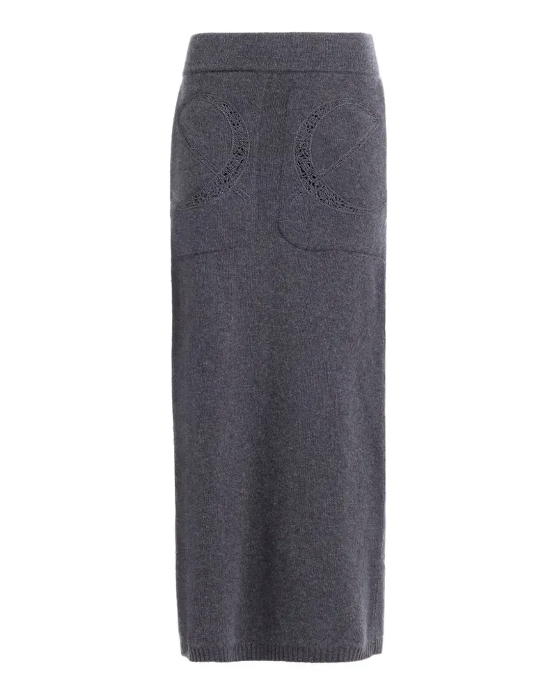 Elie Saab Midirock mit Spitzendetail - Grau Grau