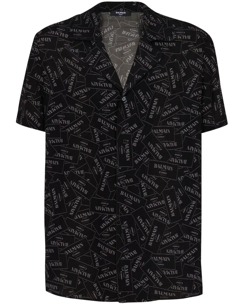 Balmain Hemd mit Logo-Print - Schwarz Schwarz