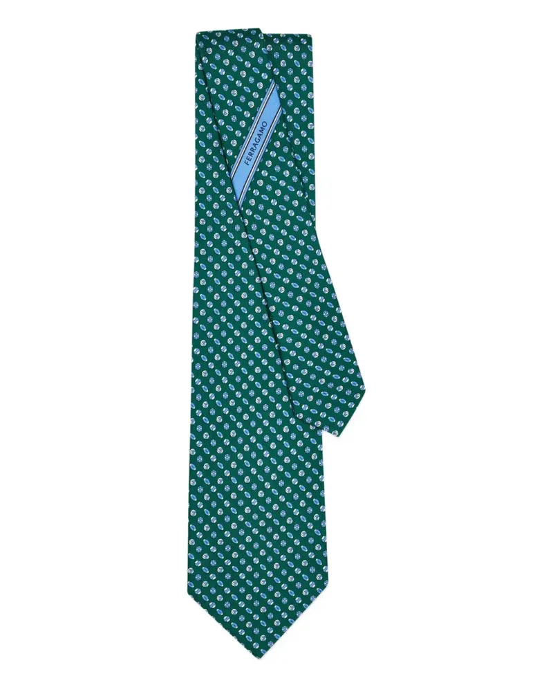 Ferragamo Seidenkrawatte mit Sport-Print - Grün Grün