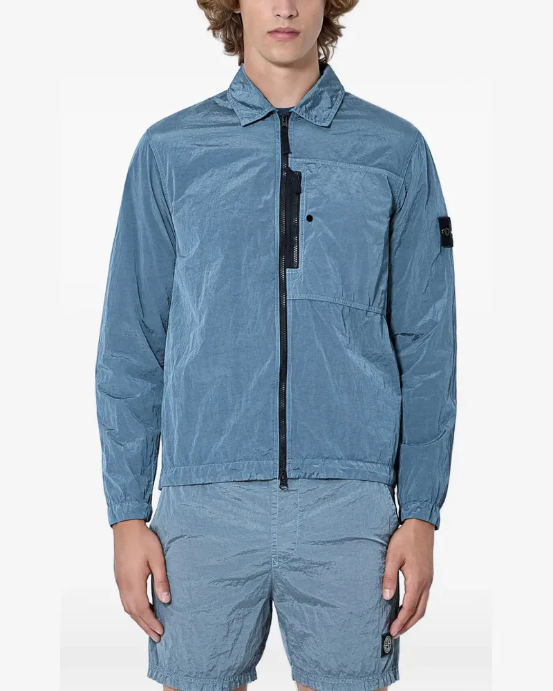 Stone Island logo-patch zip-up jacket - Blau Blau
