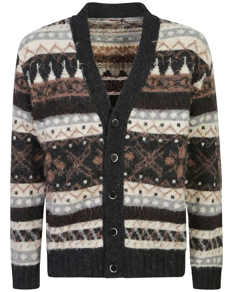 BARENA Cardigan mit Fair-Isle-Strickmuster - Schwarz Schwarz