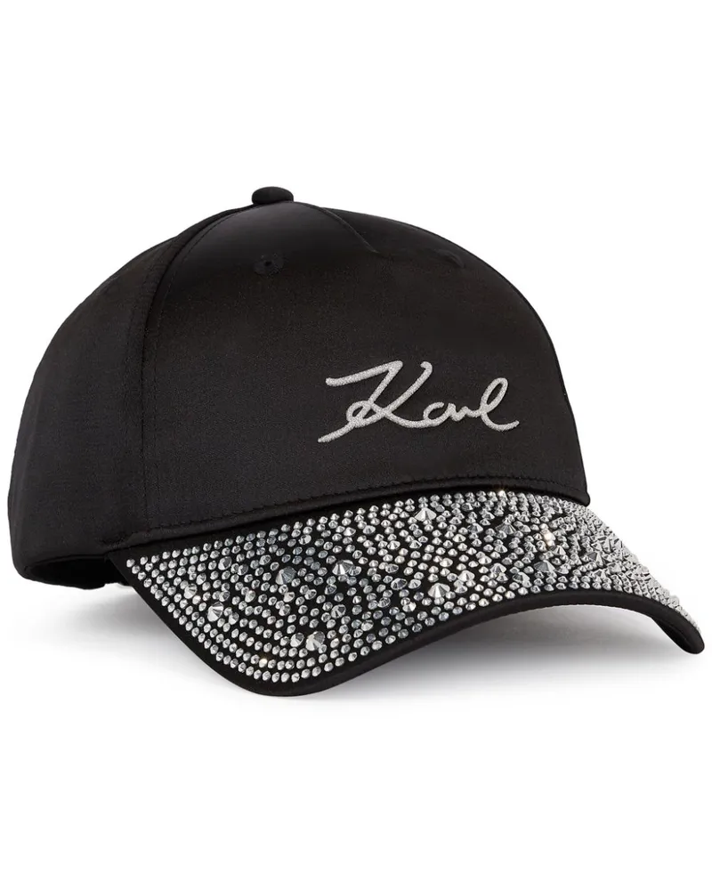 Karl Lagerfeld Signature Sonnenblende mit Strass Schwarz