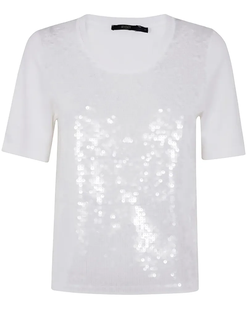 Seventy T-Shirt mit Pailletten - Weiß Weiß