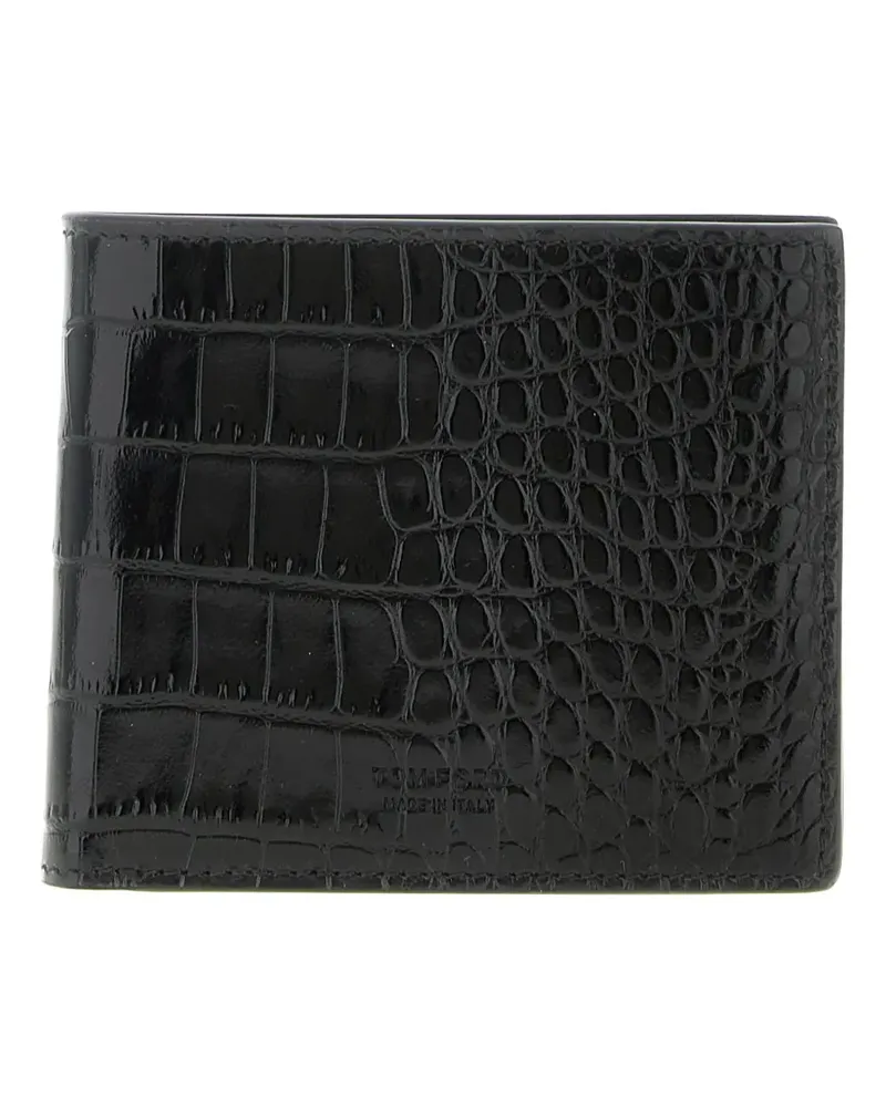 Tom Ford crocodile-pattern bifold wallet - Schwarz Schwarz