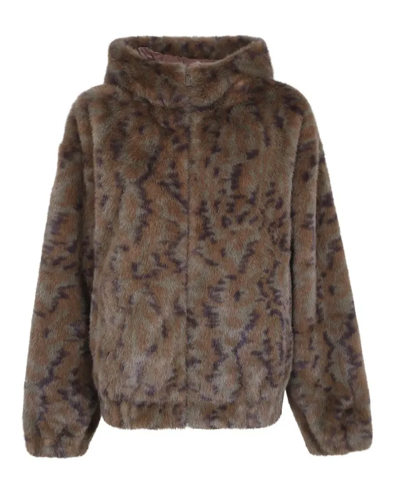 Drôle de Monsieur Kapuzenjacke aus Faux Fur - Grün Grün