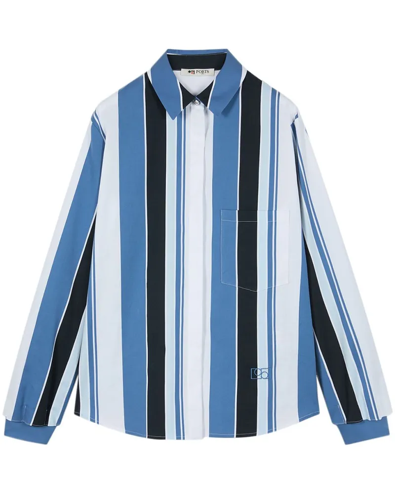Ports 1961 Gestreiftes Hemd - Blau Blau