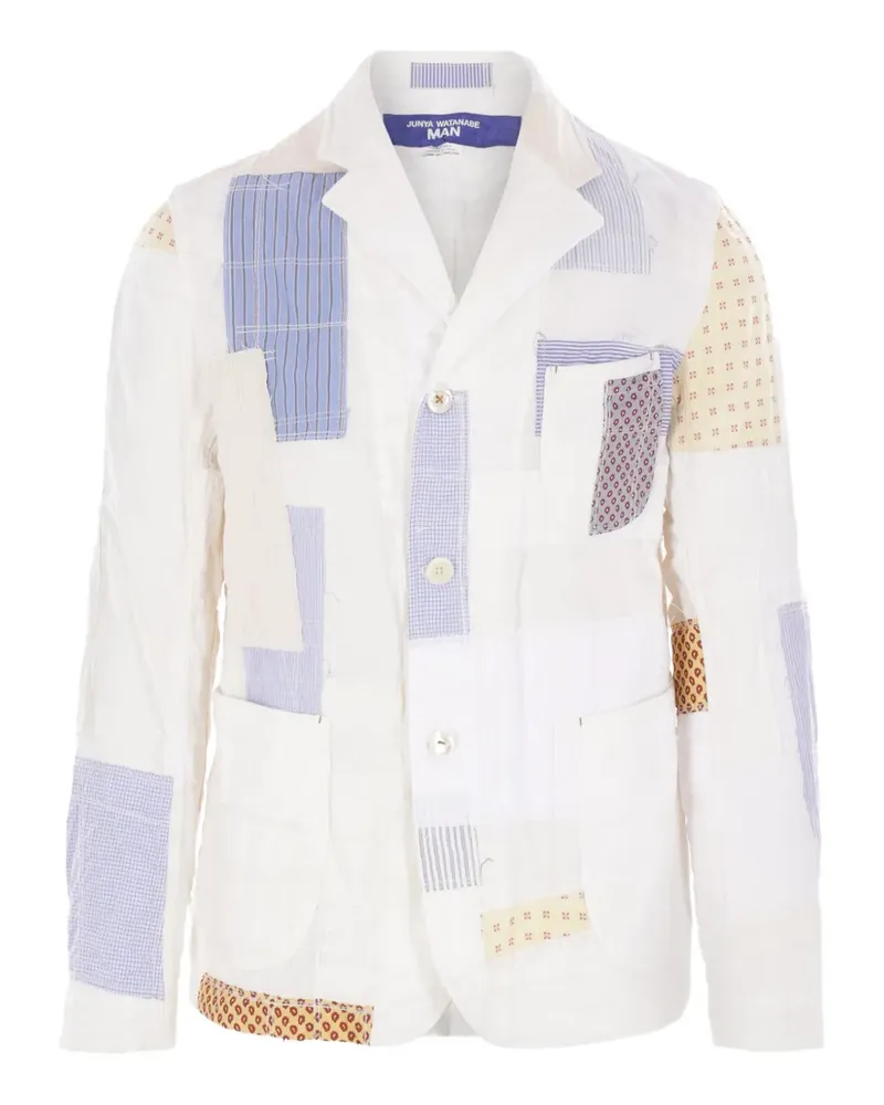 Junya Watanabe Einreihiges Sakko im Patchwork-Look - Weiß Weiß