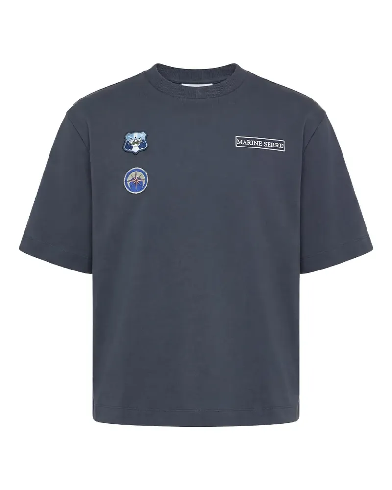 Marine Serre scout patches crew-neck T-shirt - Blau Blau