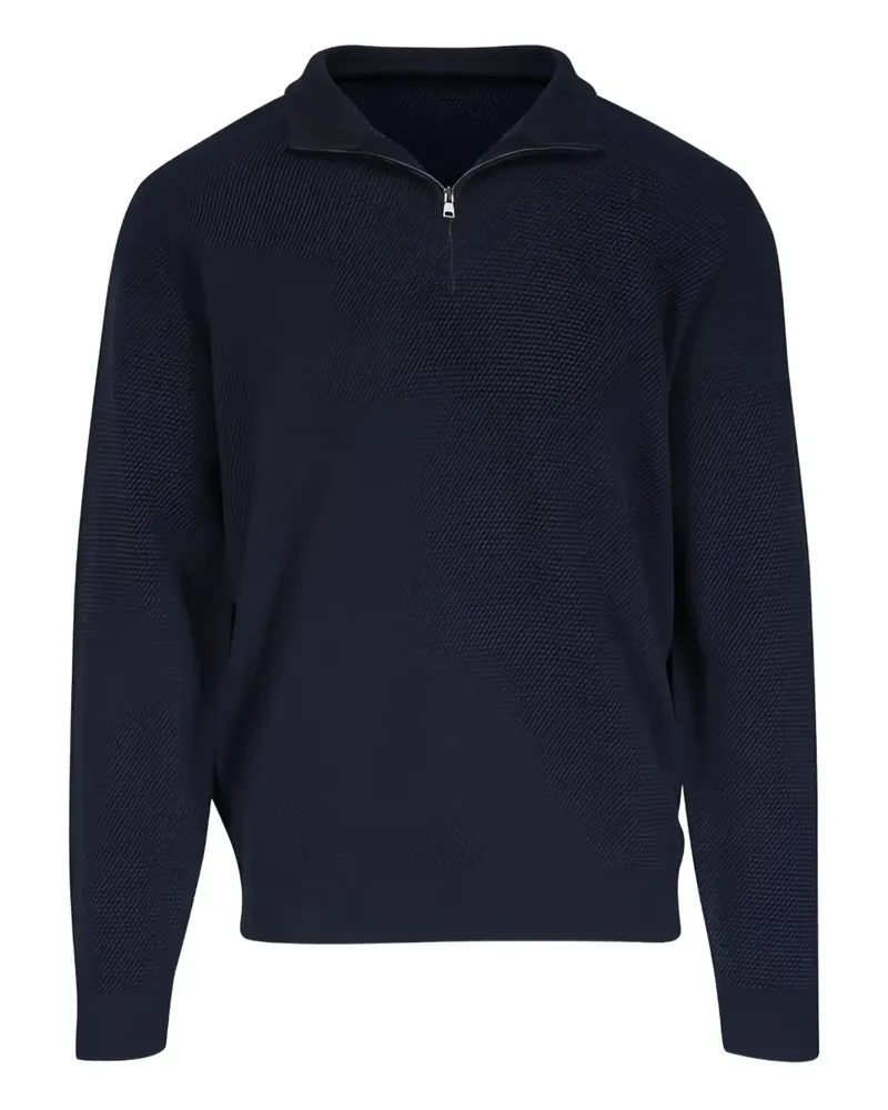 Peter Millar Strukturierter Pullover mit kurzem Reißverschluss - Blau Blau