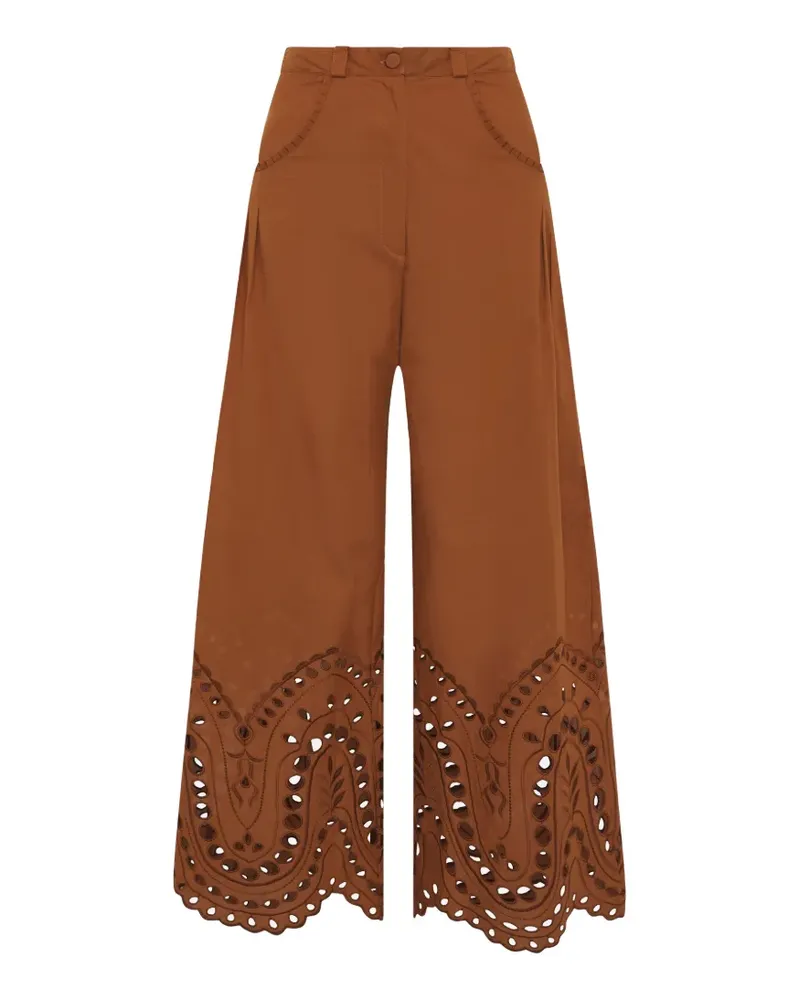 Charo Ruiz Ray broderie-anglaise palazzo pants - Braun Braun