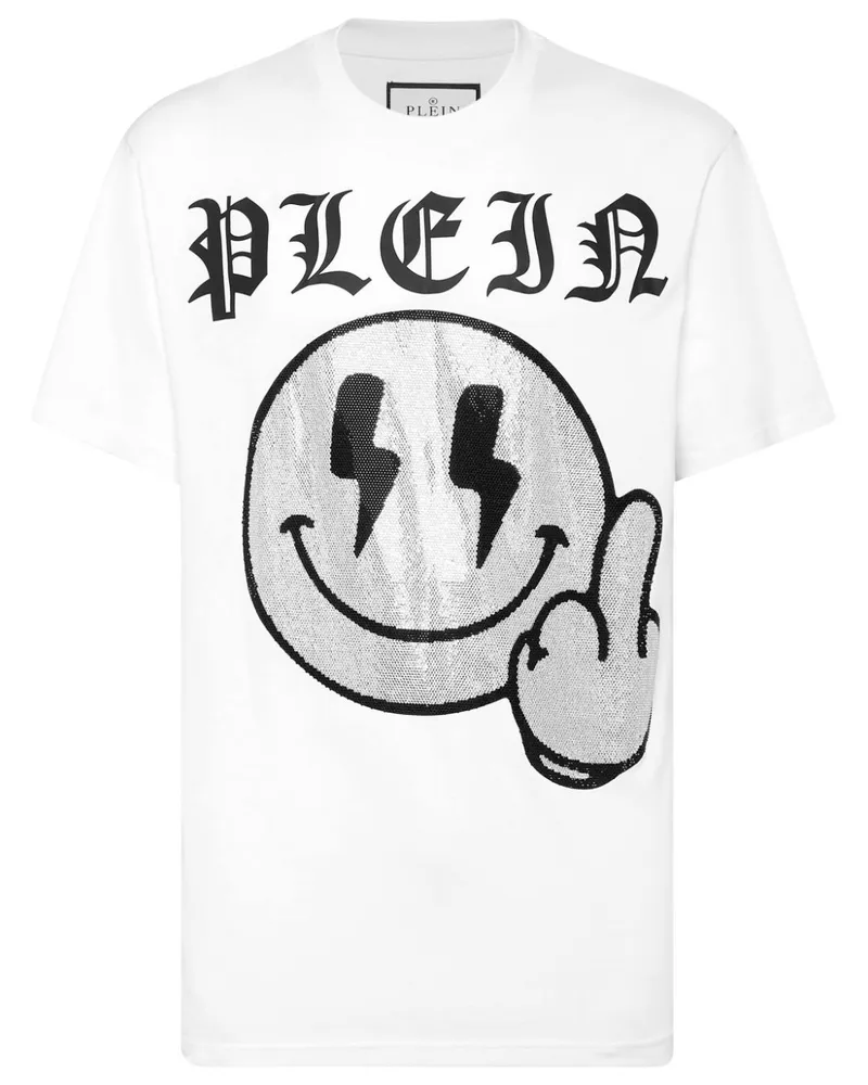 Philipp Plein Strass Smile T-Shirt - Weiß Weiß