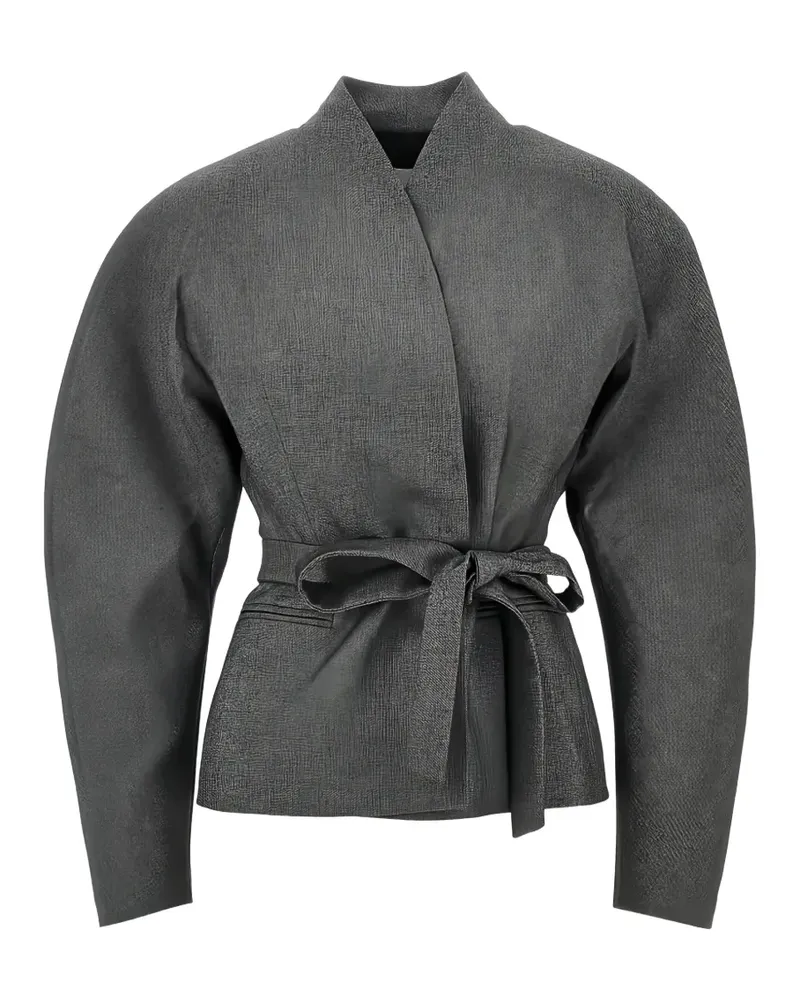 ANDAMANE belted puff-sleeve jacket - Grau Grau