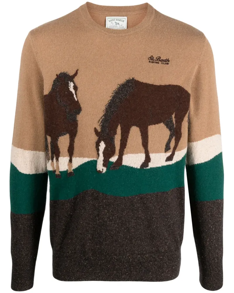 MC2 Saint Barth Donegal Riding Pullover mit Rundhalsausschnitt - Braun Braun