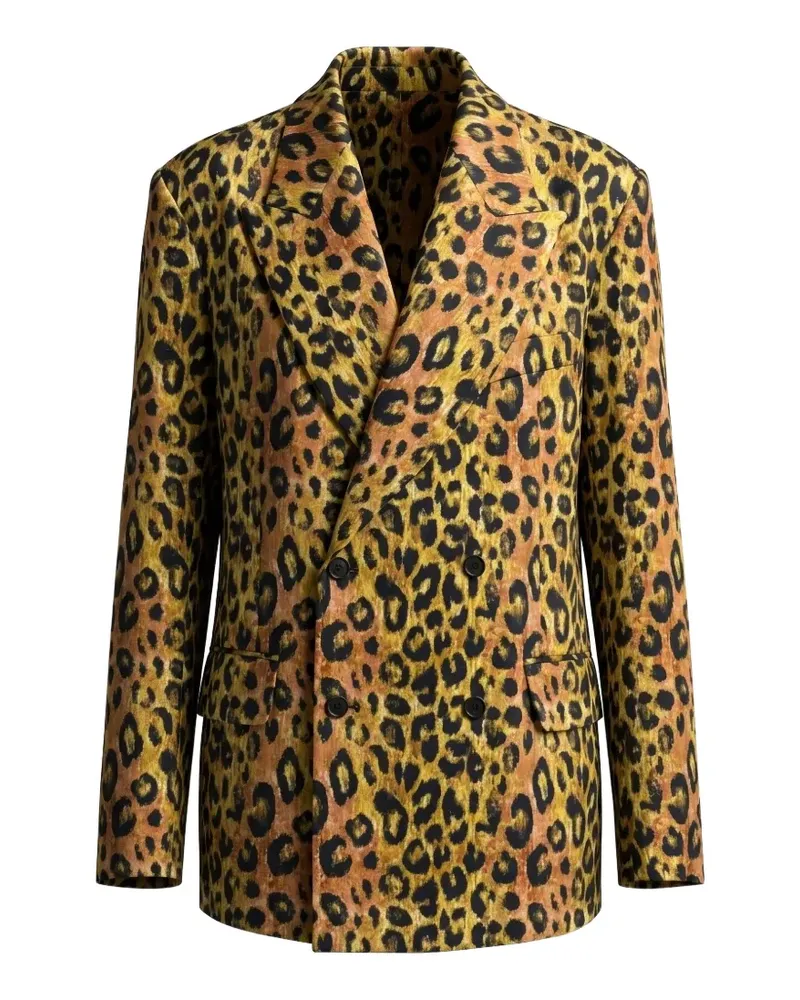 R13 Doppelreihiges Sakko mit Leopardenprint - Braun Braun