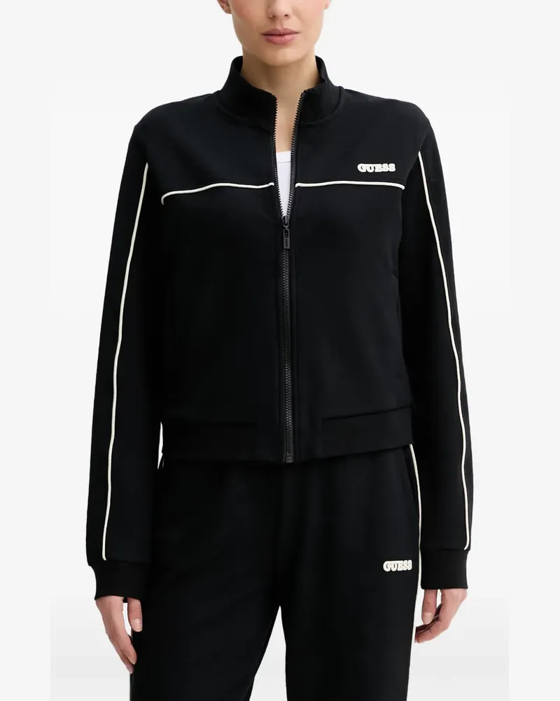 Guess logo-patch piped-trim sweatshirt - Schwarz Schwarz