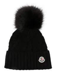 Moncler Gestrickte Bommelmütze Schwarz