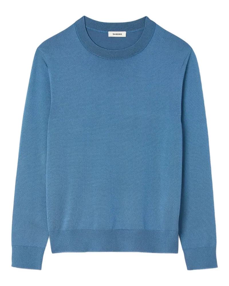 Sandro Rundhals-Pullover mit geripptem Saum - Blau Blau