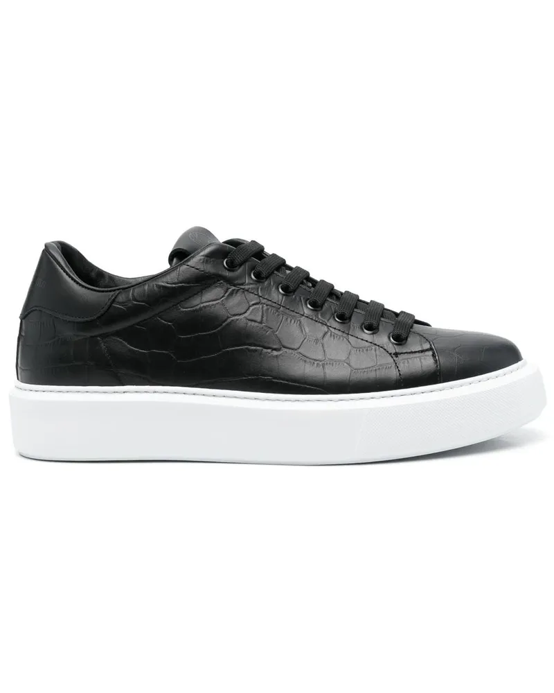 Giuliano Galiano Road Sneakers mit Kroko-Effekt - Schwarz Schwarz