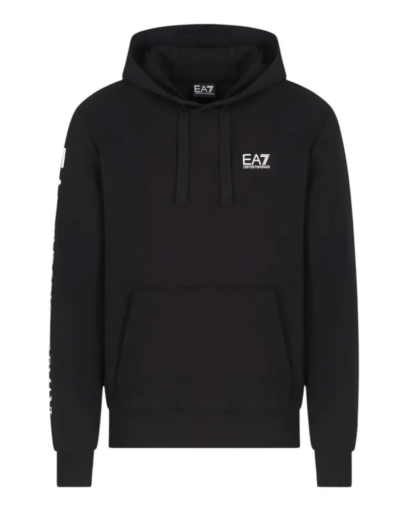 EA7 Hoodie mit Logo-Print - Schwarz Schwarz