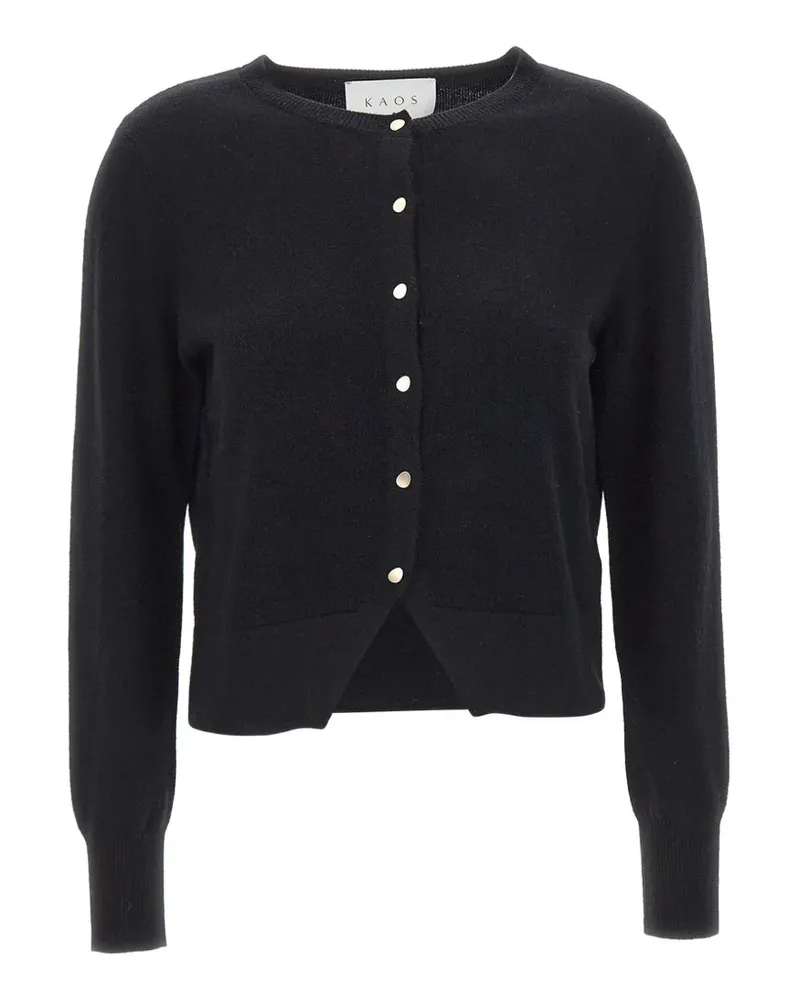 Kaos slit-hem button-up cardigan - Schwarz Schwarz