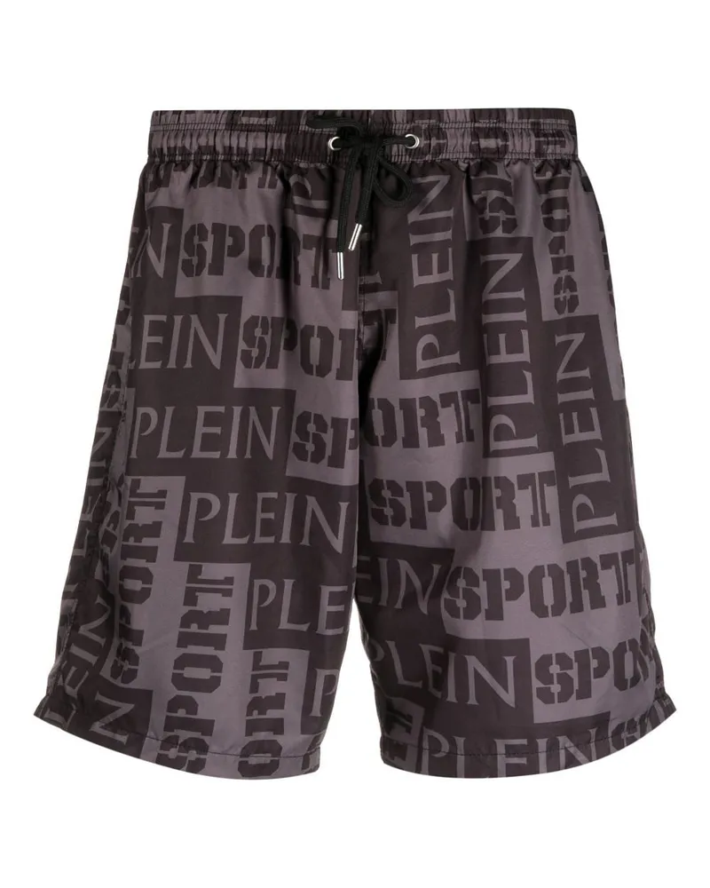 Philipp Plein Badeshorts mit Logo-Print - Schwarz Schwarz