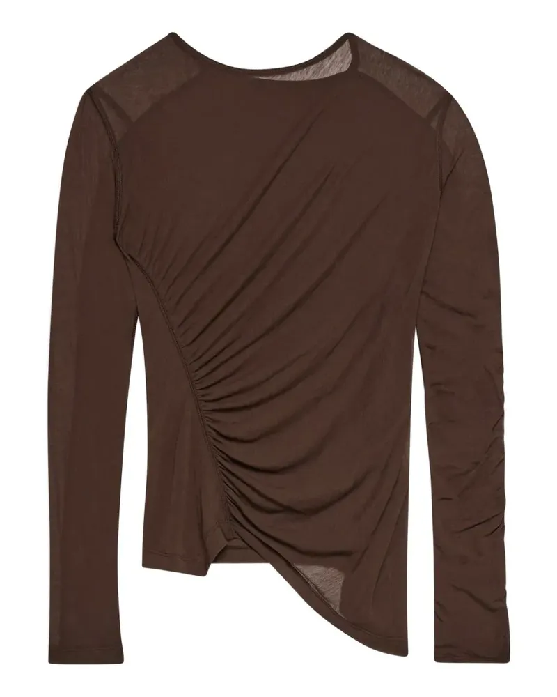 Helmut Lang ruched semi-sheer blouse - Braun Braun