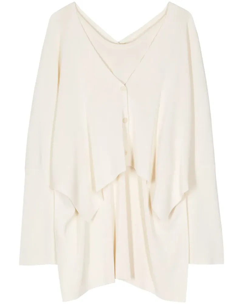 Isabel Benenato Cardigan im Layering-Look - Nude Nude