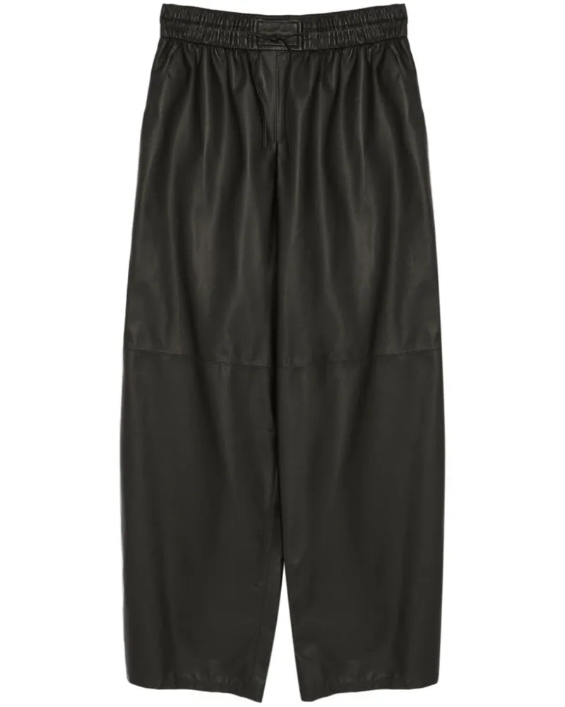 Yves Salomon Lederhose mit weitem Bein - Schwarz Schwarz
