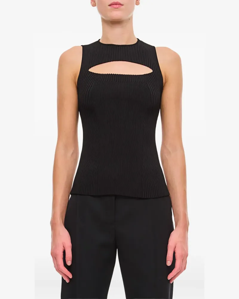 Alexander McQueen Geripptes Oberteil mit Schlüssellochausschnitt - Schwarz Schwarz