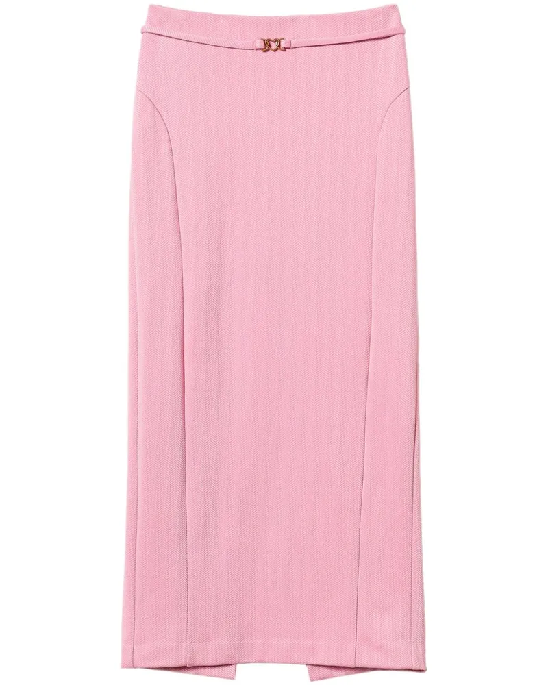 Twin-Set Jacquard-Midirock mit Fischgrätenmuster - Rosa Rosa