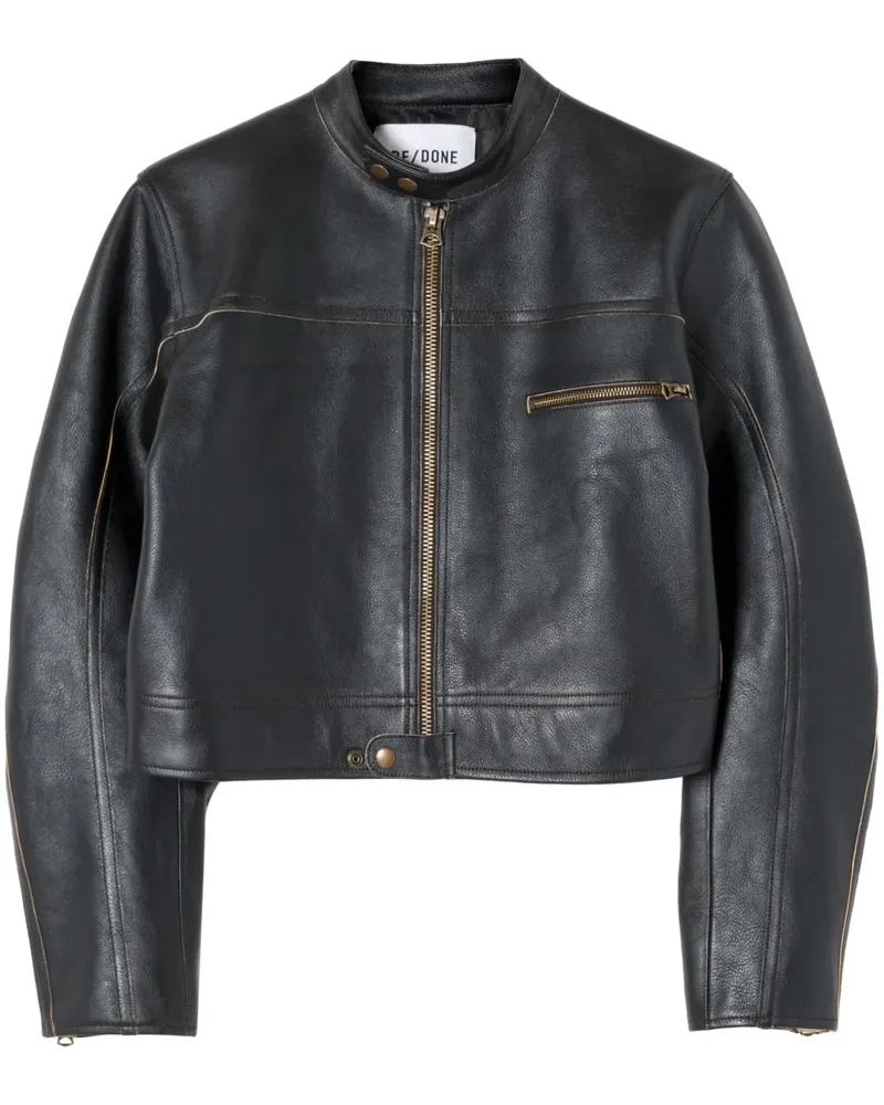 RE/DONE Lederjacke mit Reißverschluss - Schwarz Schwarz
