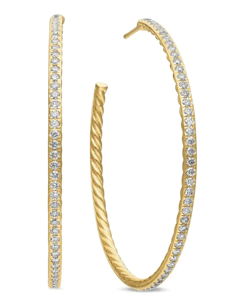 David Yurman 18kt Gelbgoldcreolen mit Diamantenpave 50,3mm Gold