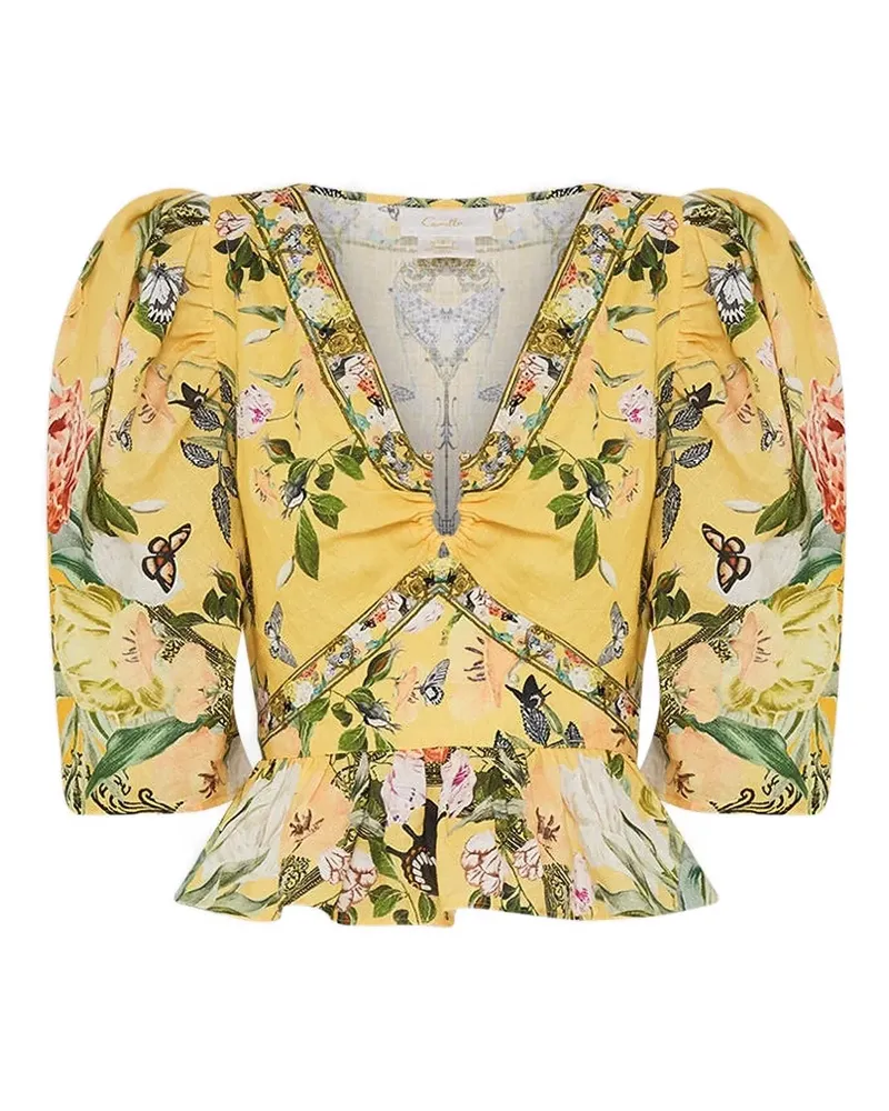 Camilla puff-sleeve blouse - Gelb Gelb