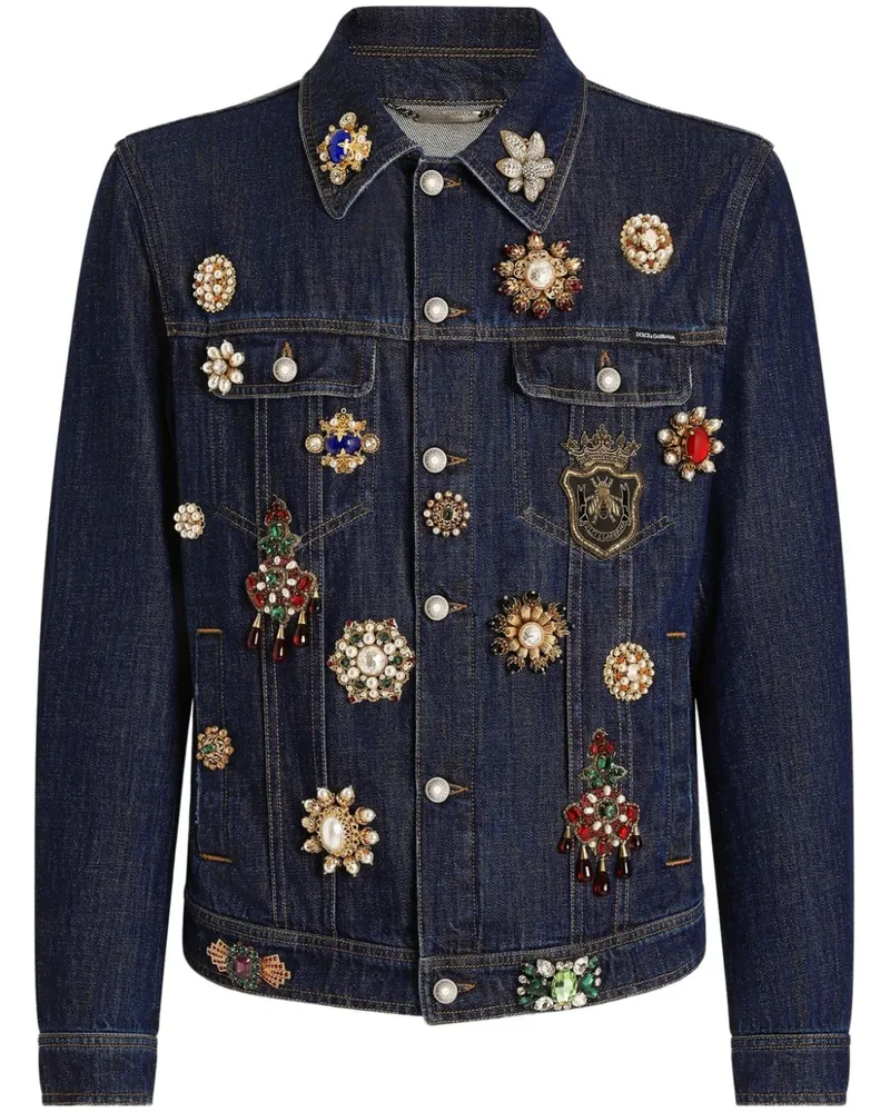 Dolce & Gabbana Jeansjacke mit Kristallen - Blau Blau