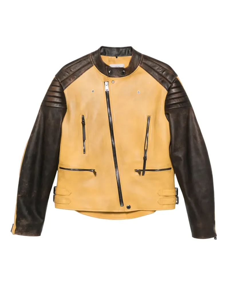 Fendi Lederjacke im Biker-Style - Gelb Gelb