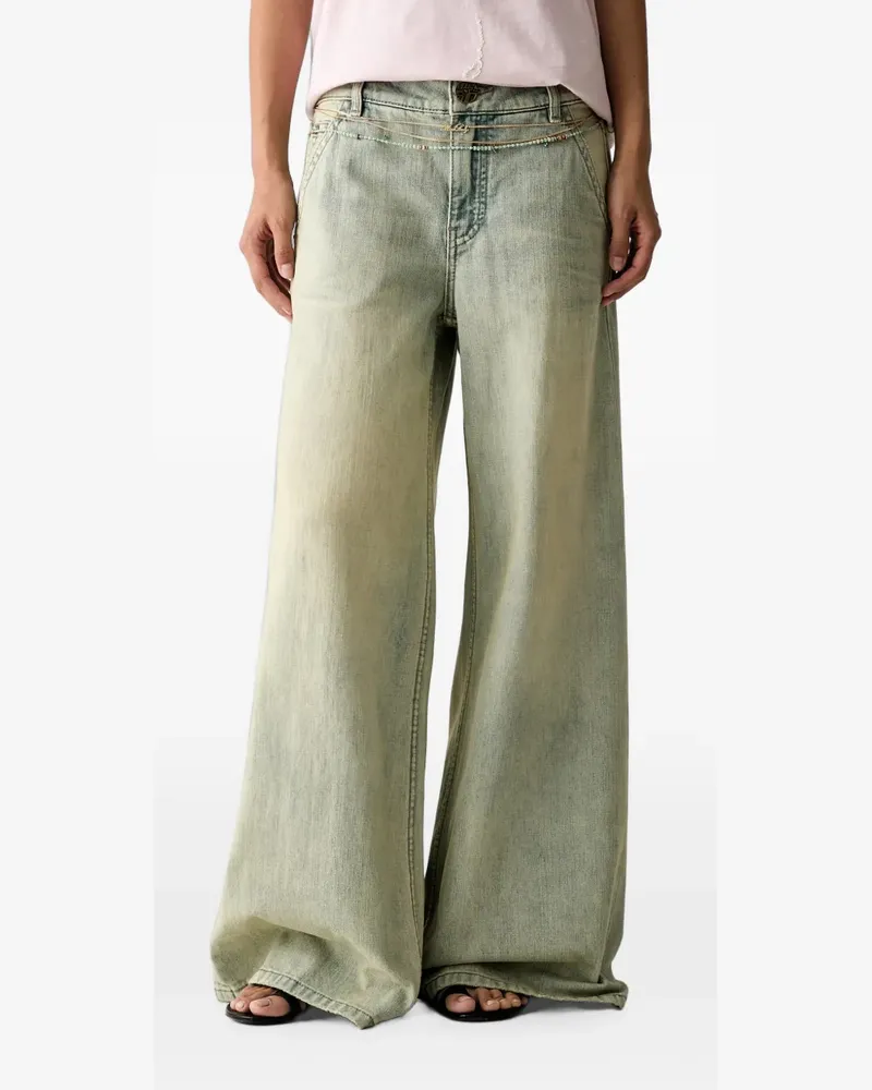 Miss Sixty beaded-chain flared jeans - Blau Blau