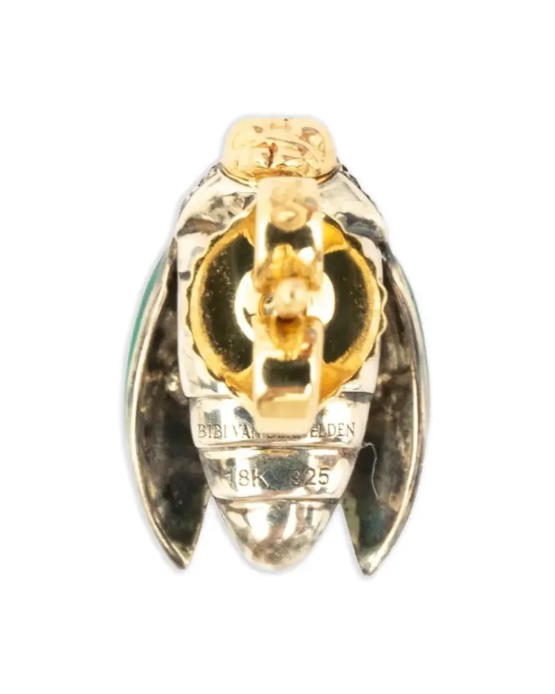 Bibi van der Velden 18kt mini Scarab Gelbgoldohrring mit Diamant und Tsavorit Gold