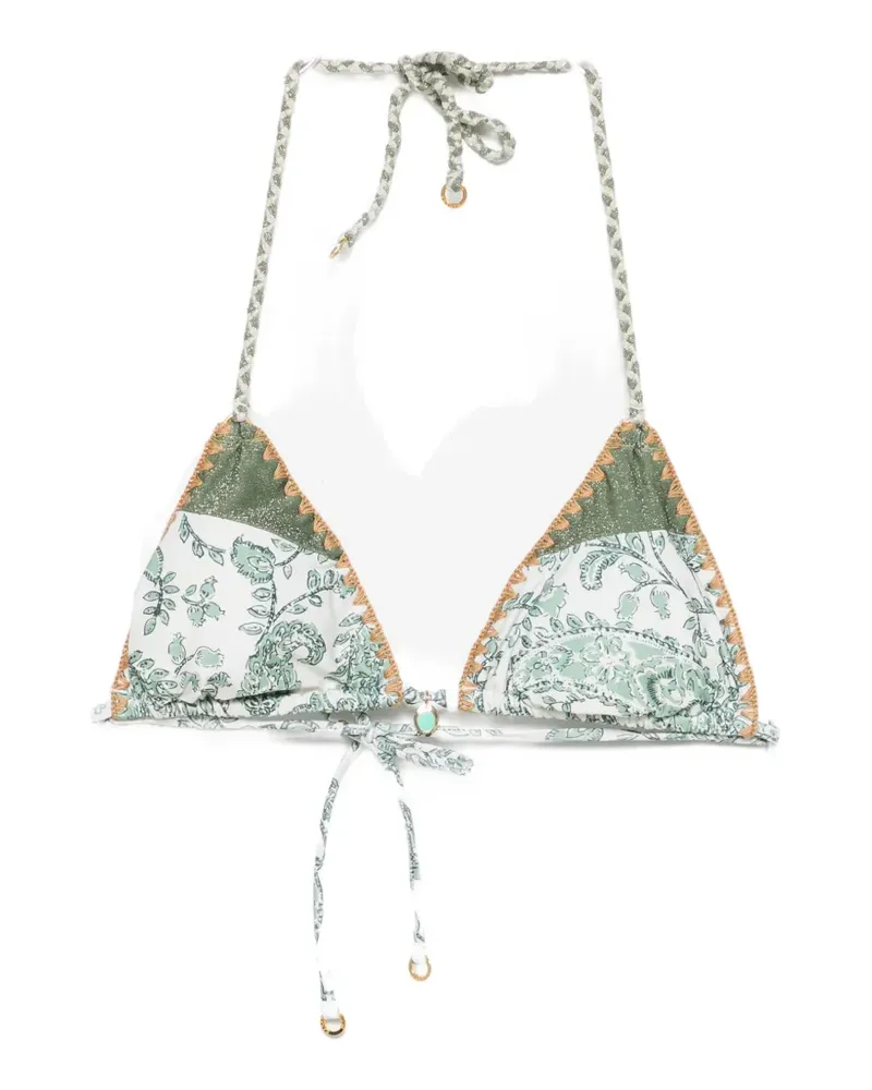 Banana Moon Bosco paisley-print crochet-trim bikini top - Grün Grün