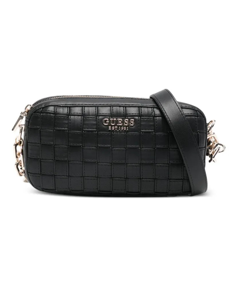 Guess Kleine gewebte Sandy Umhängetasche - Schwarz Schwarz