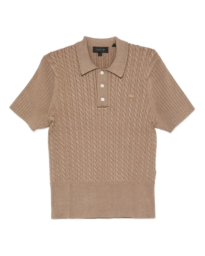 Lacoste Poloshirt mit Zopfmuster - Braun Braun