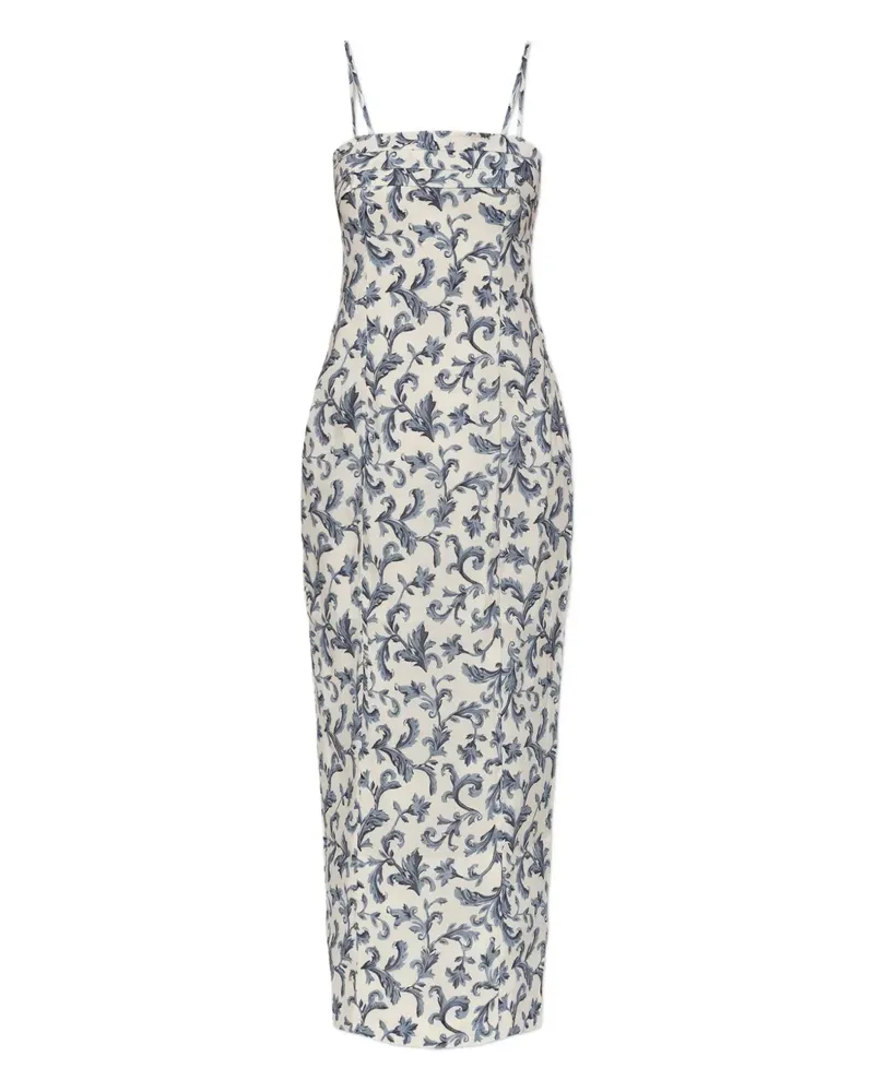 Posse Rue baroque-print strappy midi dress - Weiß Weiß
