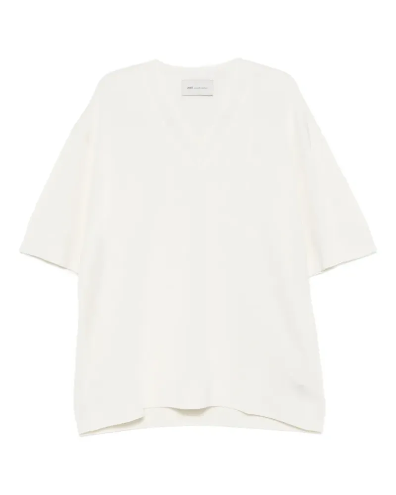 AMI Paris T-Shirt mit V-Ausschnitt - Weiß Weiß
